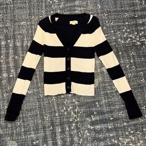 Maeve S Striped Slim Rib Cardigan